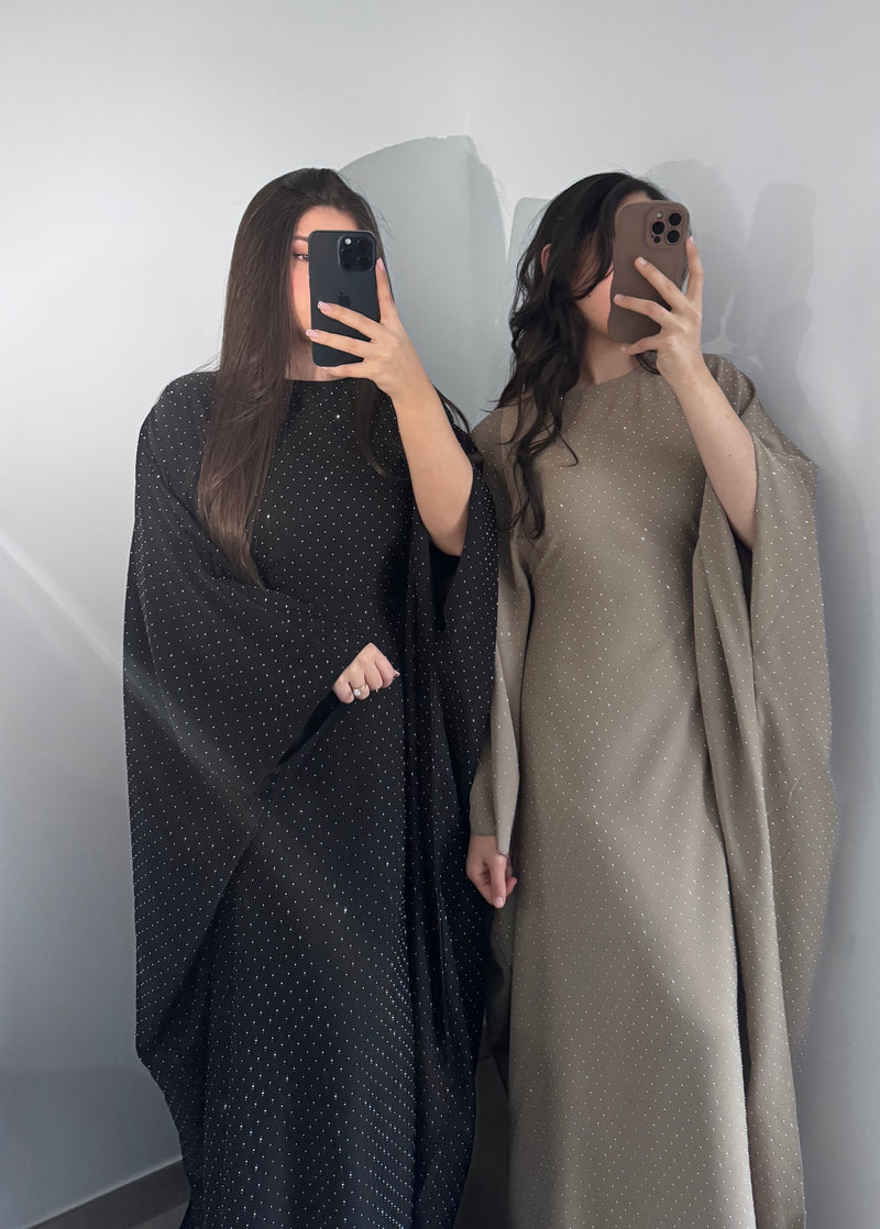 Abaya strass - NOIR