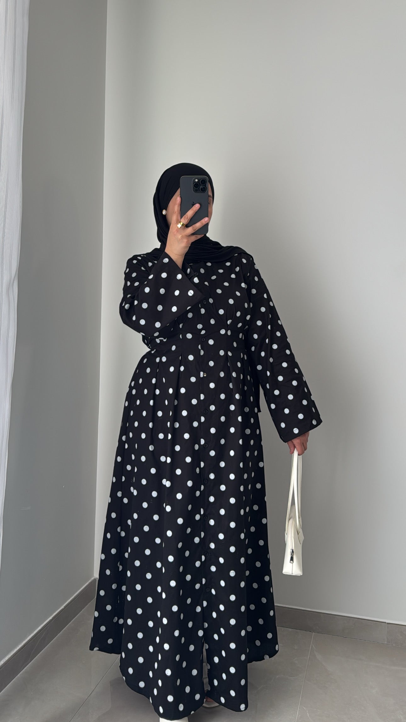 Robe longue à pois - NOIR
