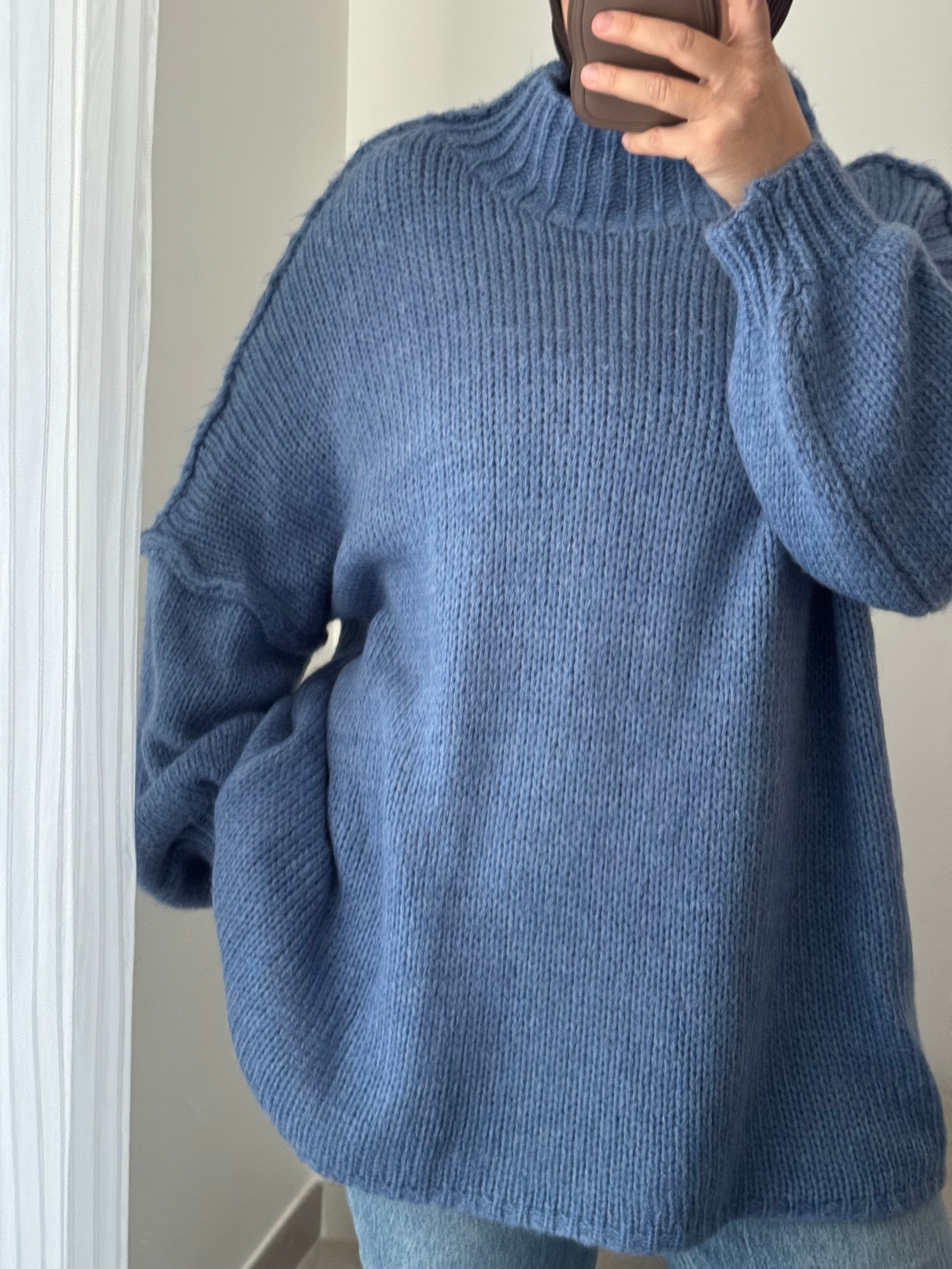 PULL en maille - BLEU CIEL
