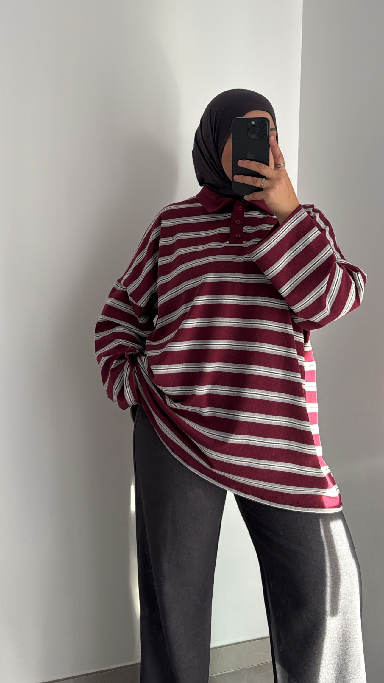 Polo oversize rayé - BORDEAUX