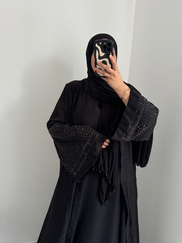 Abaya élégance strass - Noir