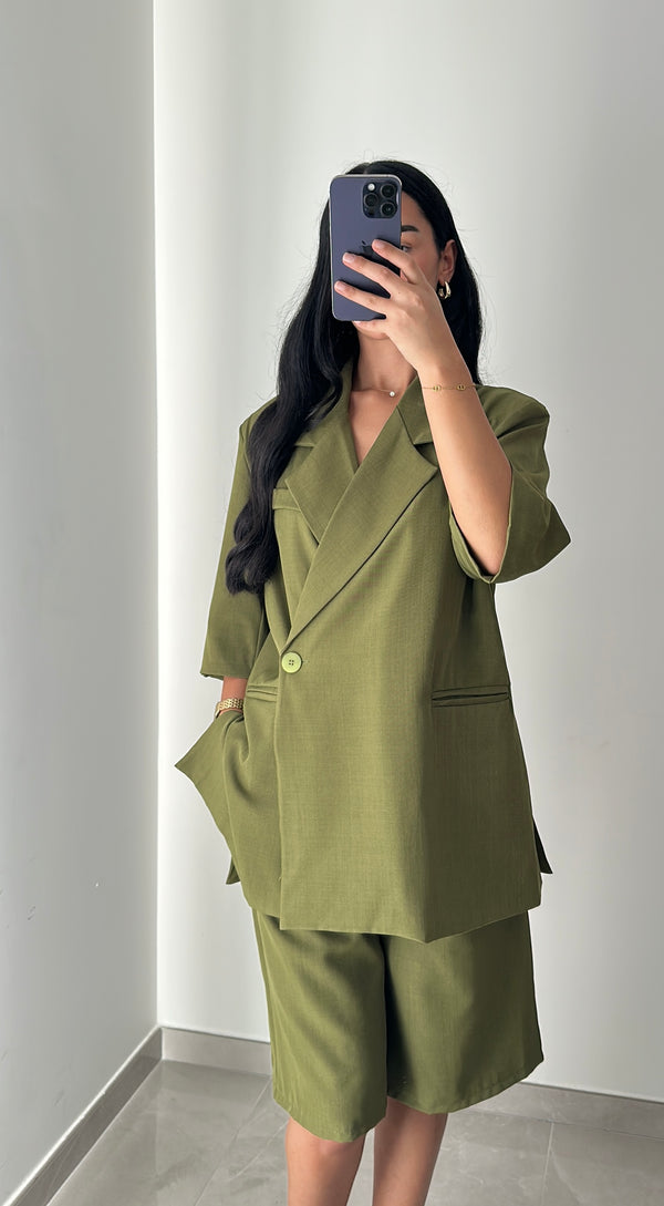 ENSEMBLE BLAZER & BERMUDA – VERT ANIS