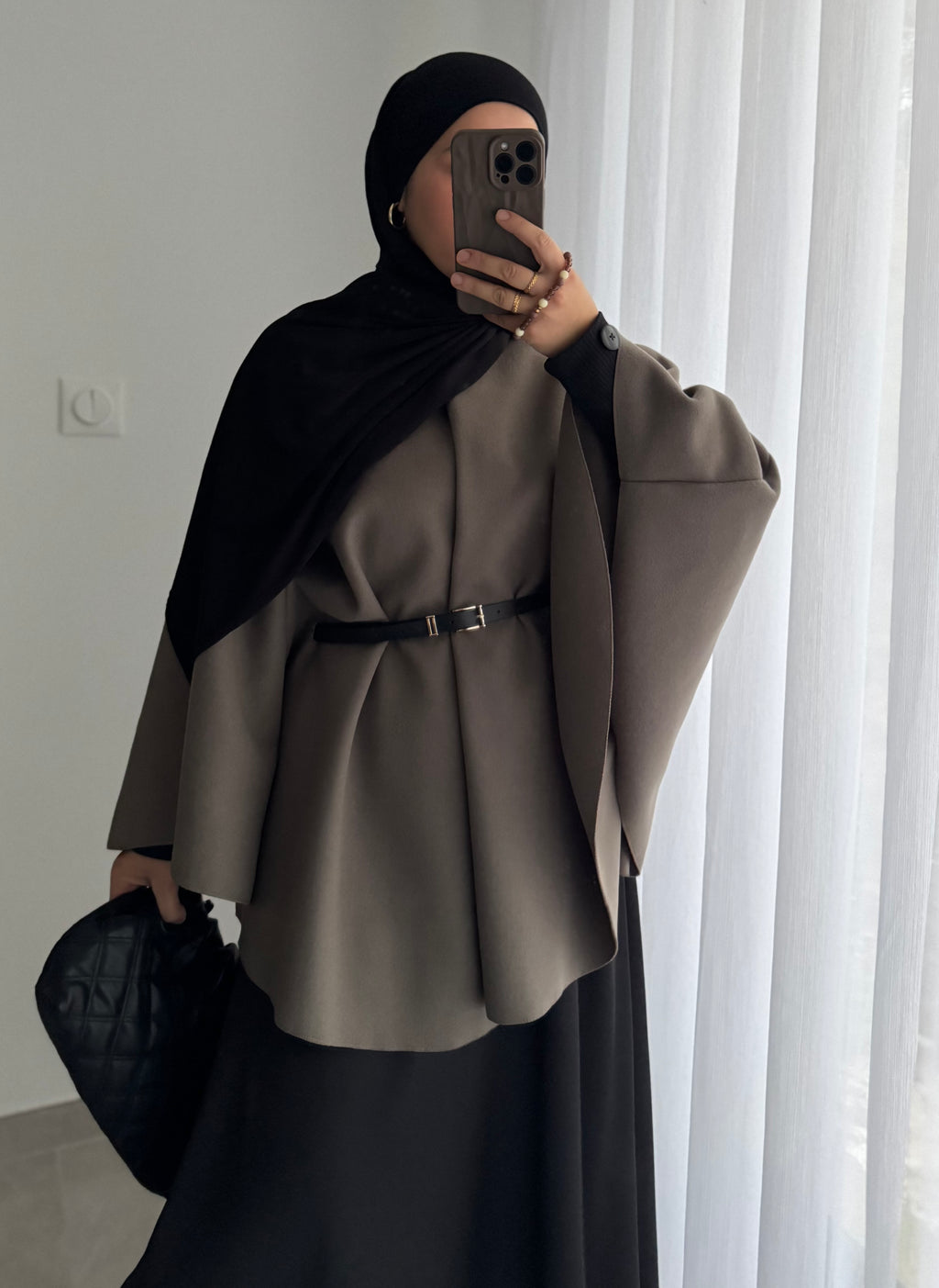 Cape avec ceinture intégré - Taupe