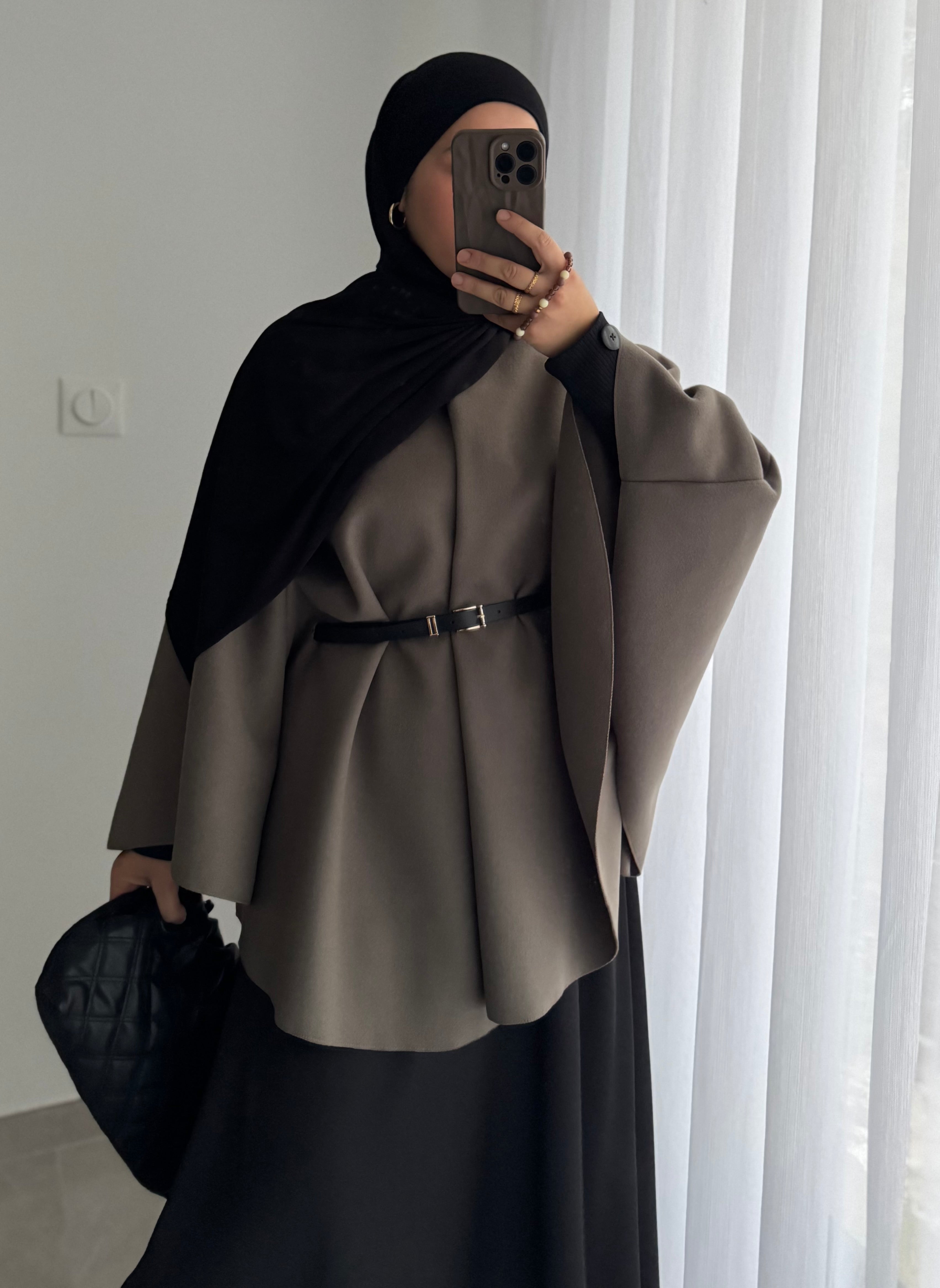 Cape avec ceinture intégré - Taupe