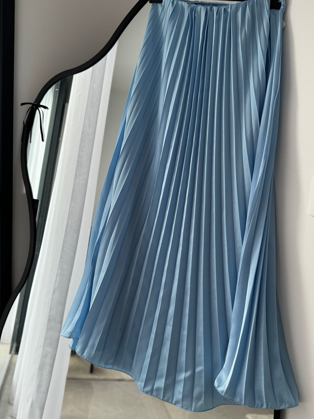 Jupe plissée satinée - BLEU CIEL