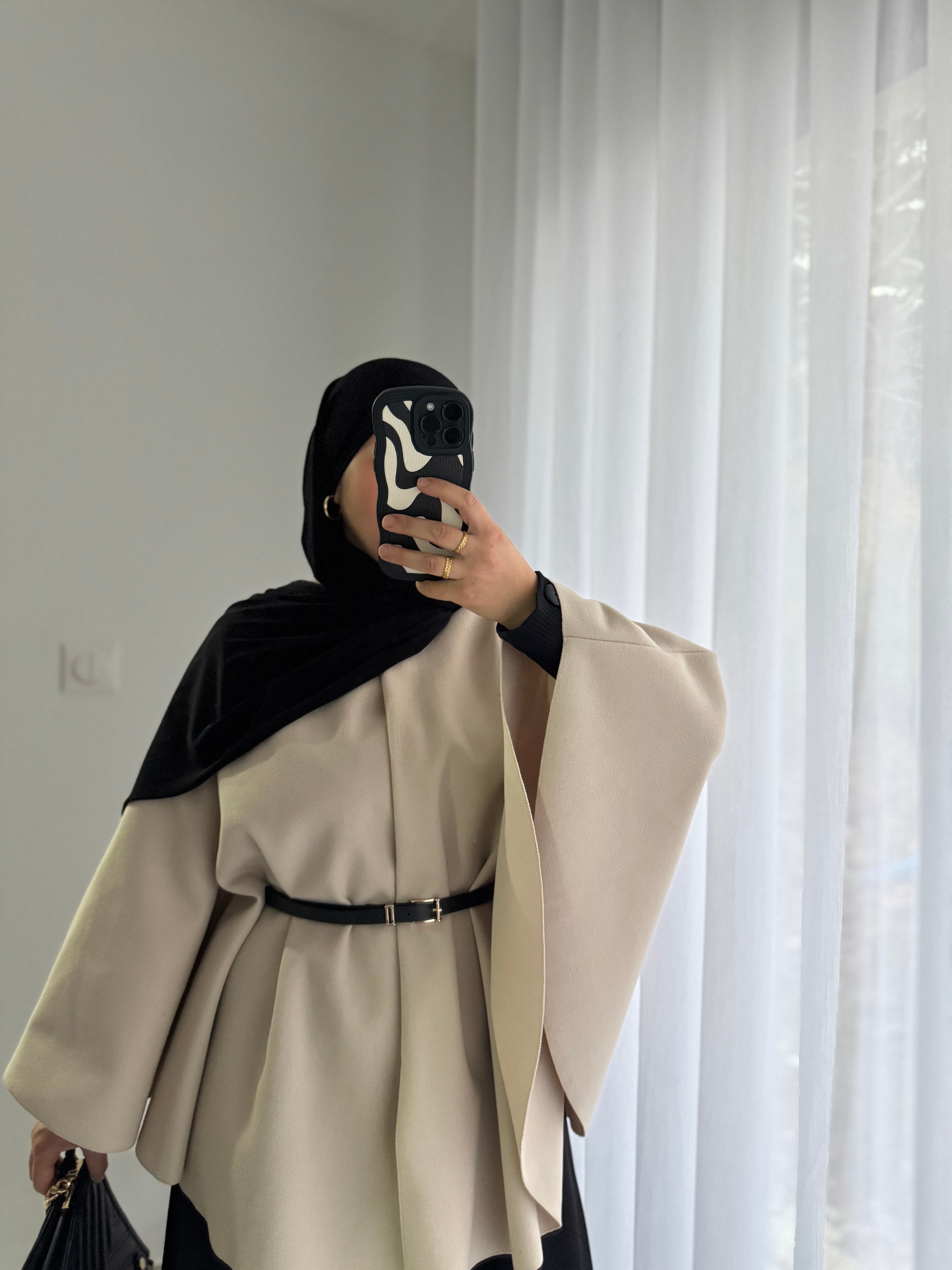 Cape avec ceinture intégré - BEIGE