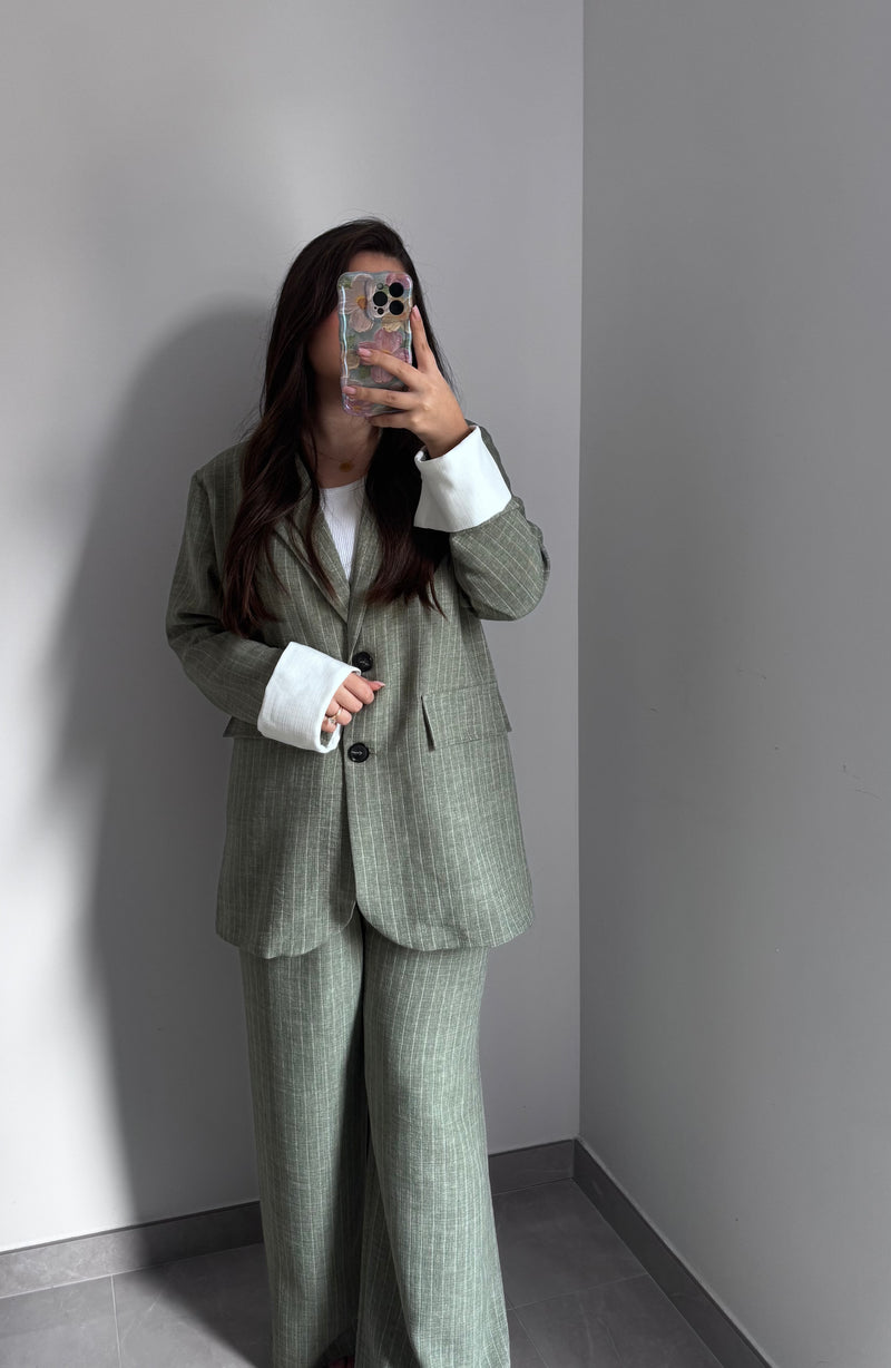 Ensemble tailleur à rayures - VERT EAU