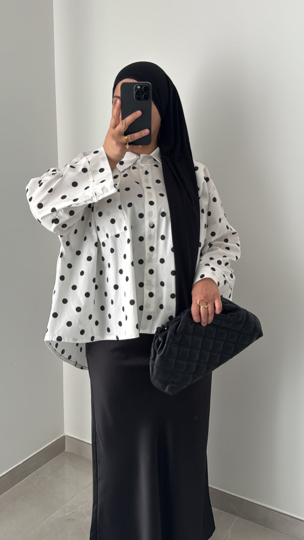 Chemise oversize à pois - BLANC