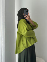 Chemise oversize asymétrique - VERT ANIS