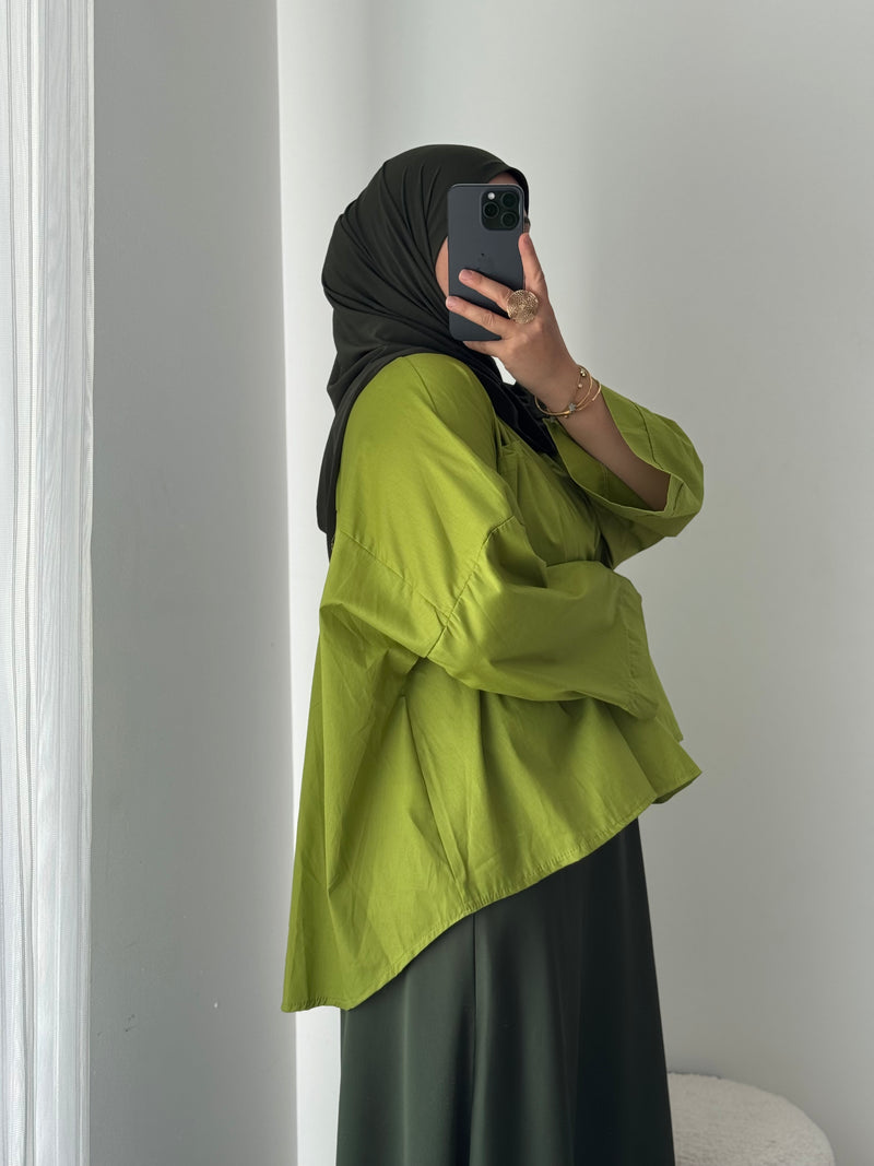 Chemise oversize asymétrique - VERT ANIS