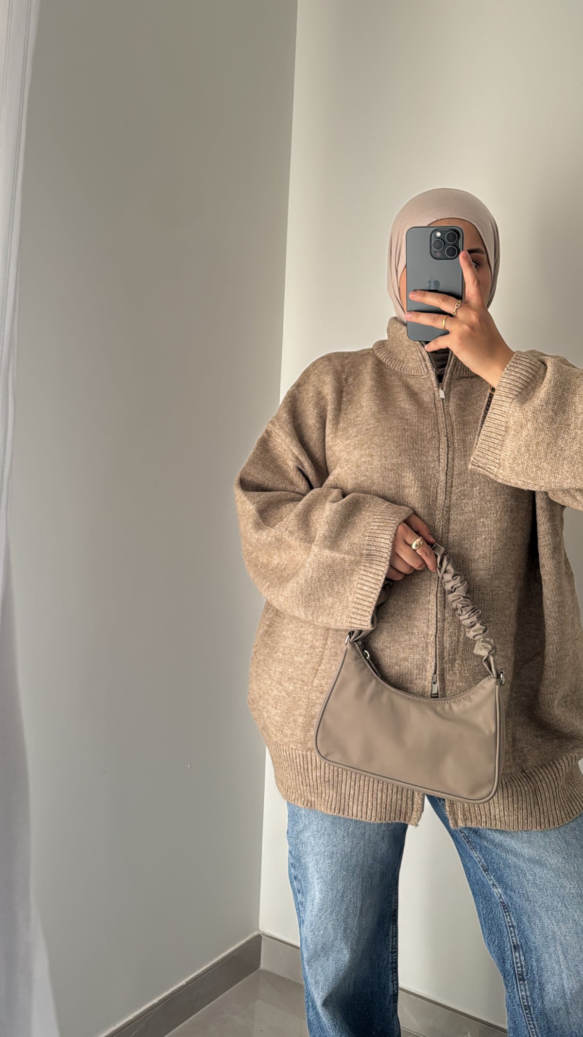 GILET ZIPPE OVERSIZE - TAUPE