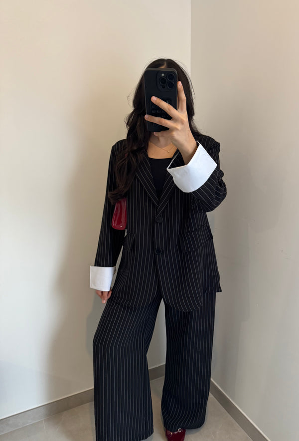 Ensemble tailleur à rayures - NOIR
