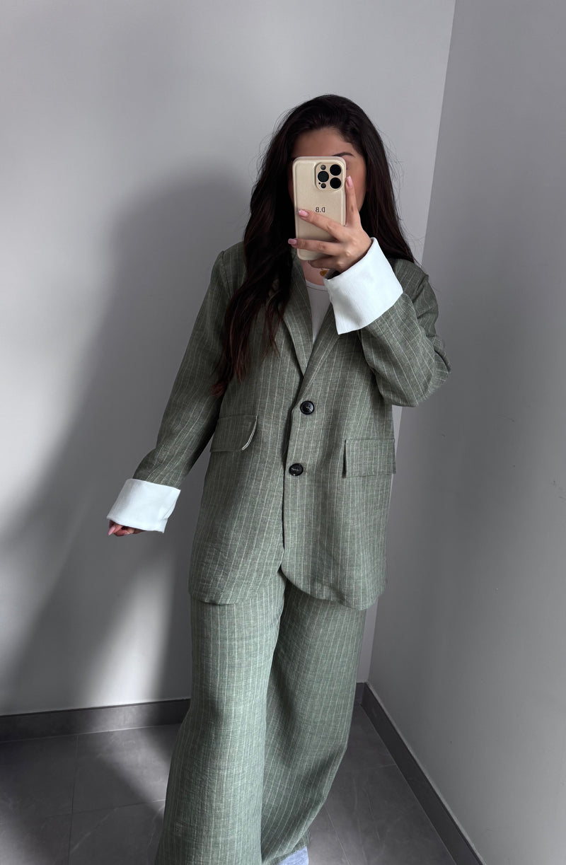 Ensemble tailleur à rayures - VERT EAU