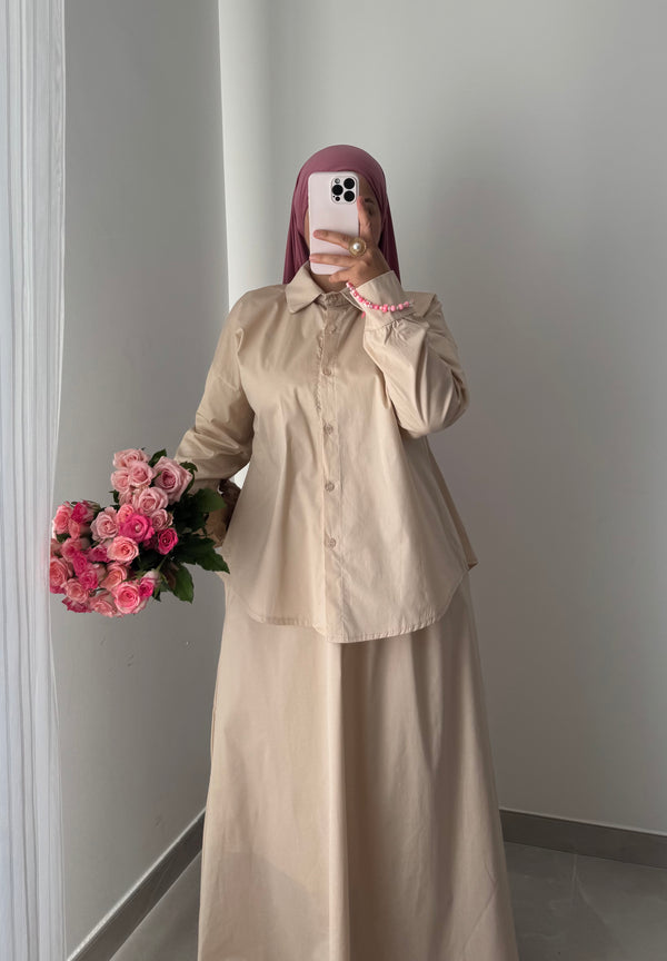 Ensemble chemise & jupe - BEIGE