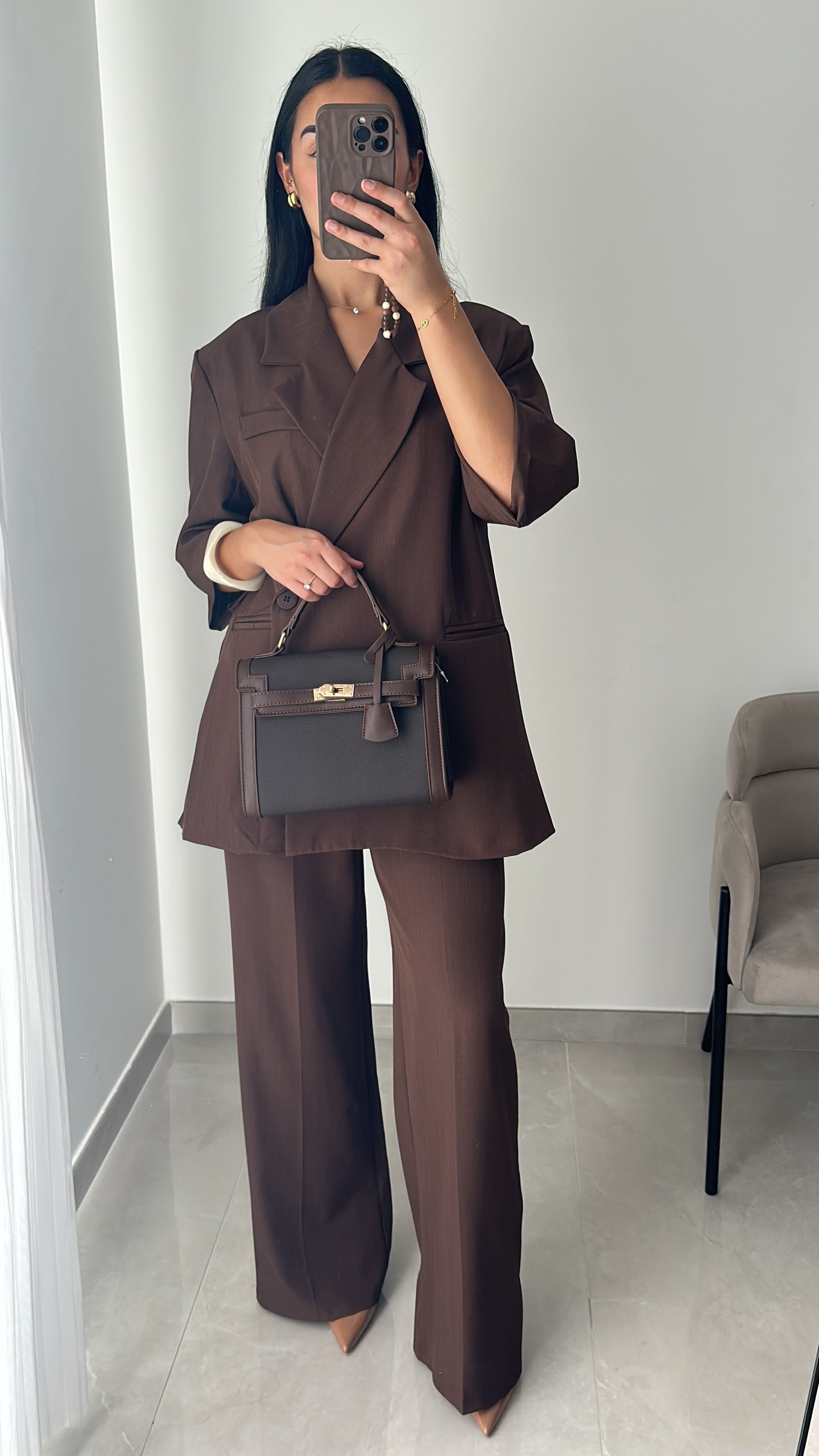 TAILLEUR SANAE MANCHE COURTE - MARRON