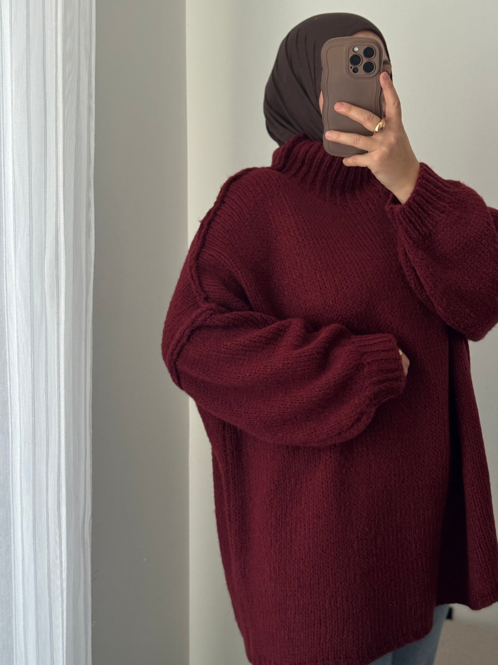 PULL en maille - BRIQUE