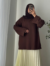T-SHIRT MANCHES LONGUE - MARRON