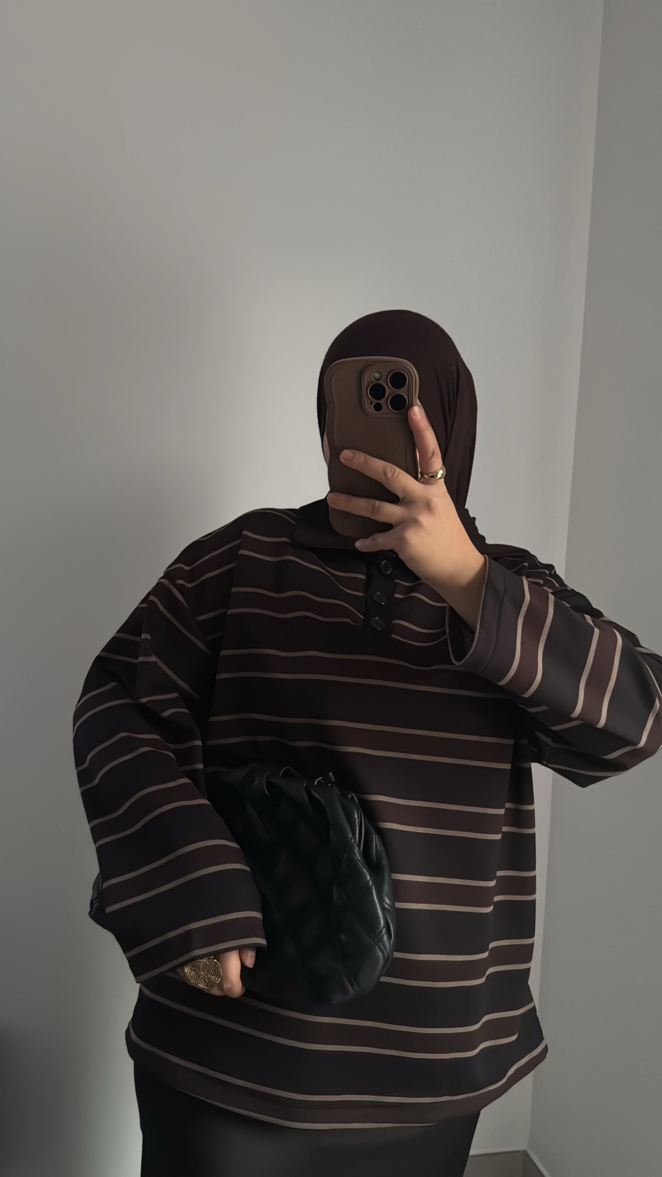 Polo doublé polaire - NOIR/MARRON