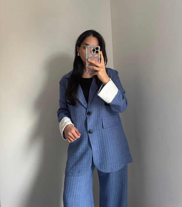 Ensemble tailleur à rayures - BLEU