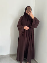 Abaya élégance strass - MARRON