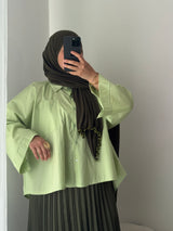 Chemise oversize asymétrique - VERT PISTACHE