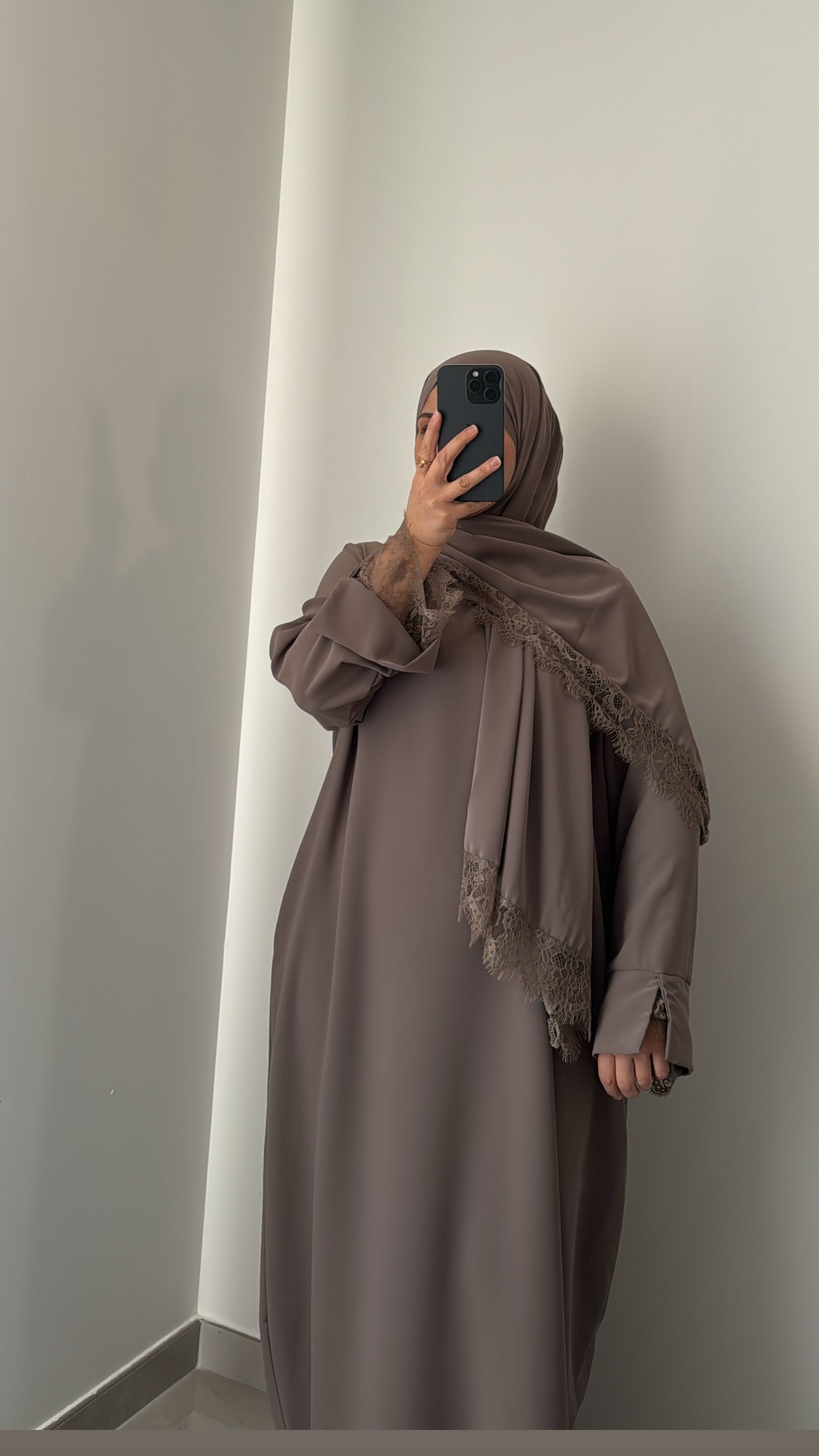 Abaya + voile assorti - TAUPE