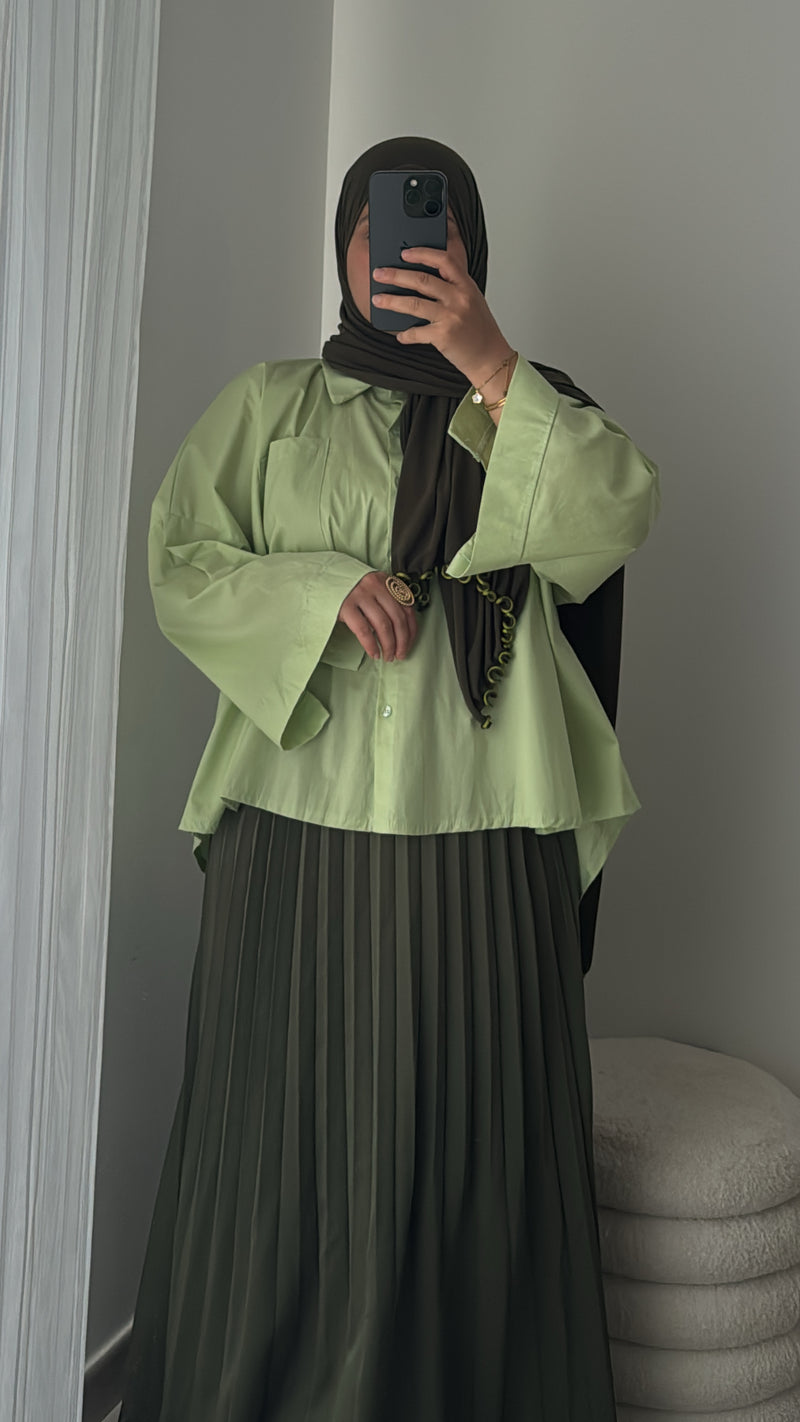 Chemise oversize asymétrique - VERT PISTACHE