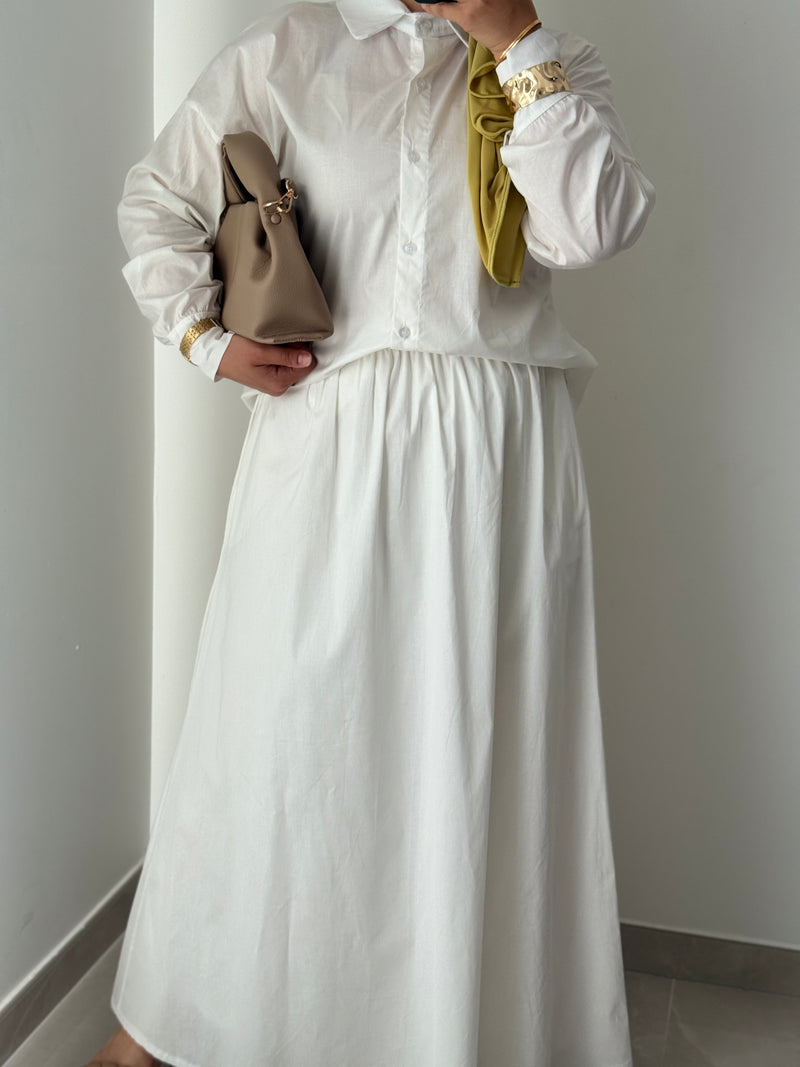Ensemble chemise & jupe - BLANC