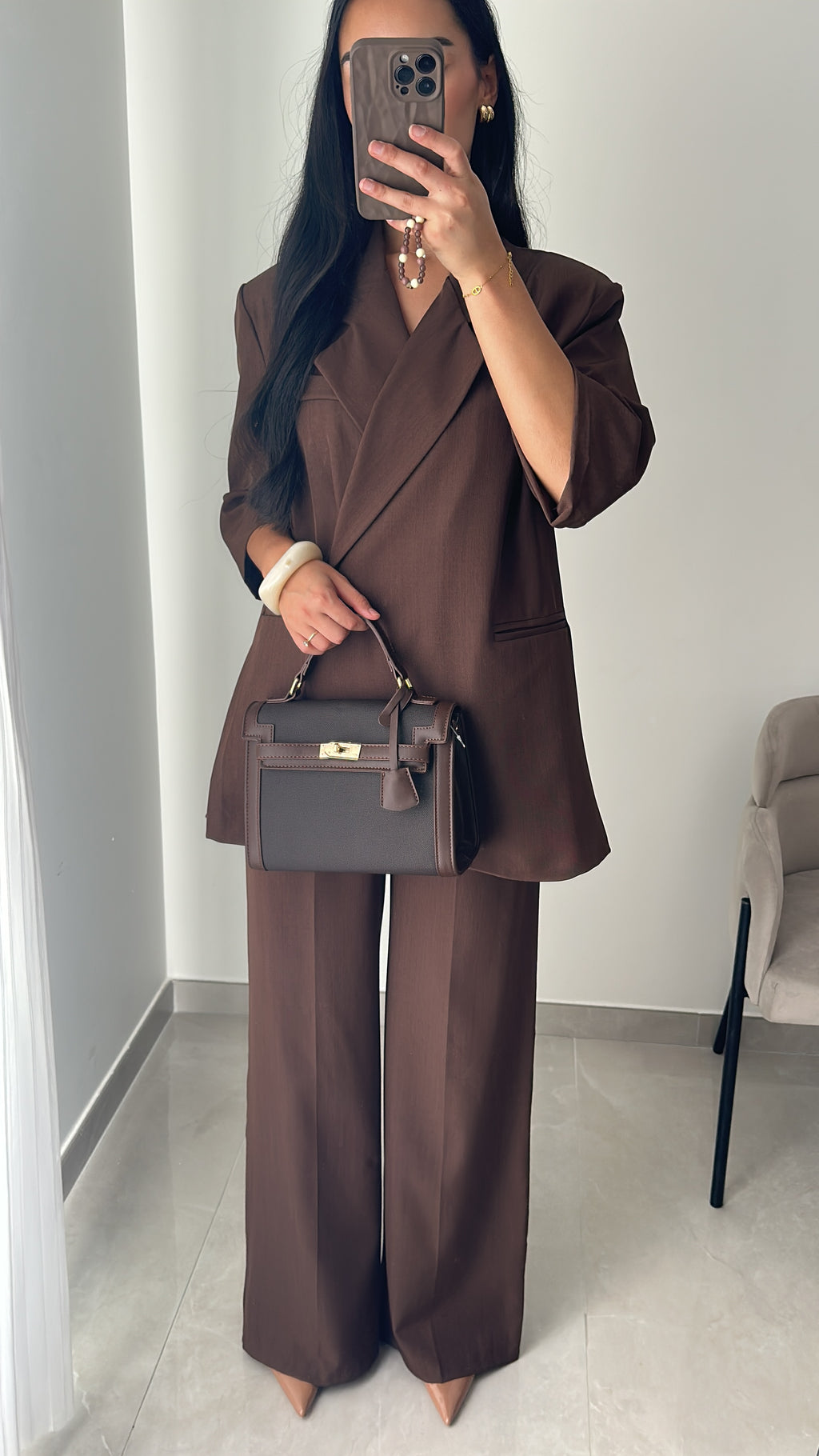 TAILLEUR SANAE MANCHE COURTE - MARRON