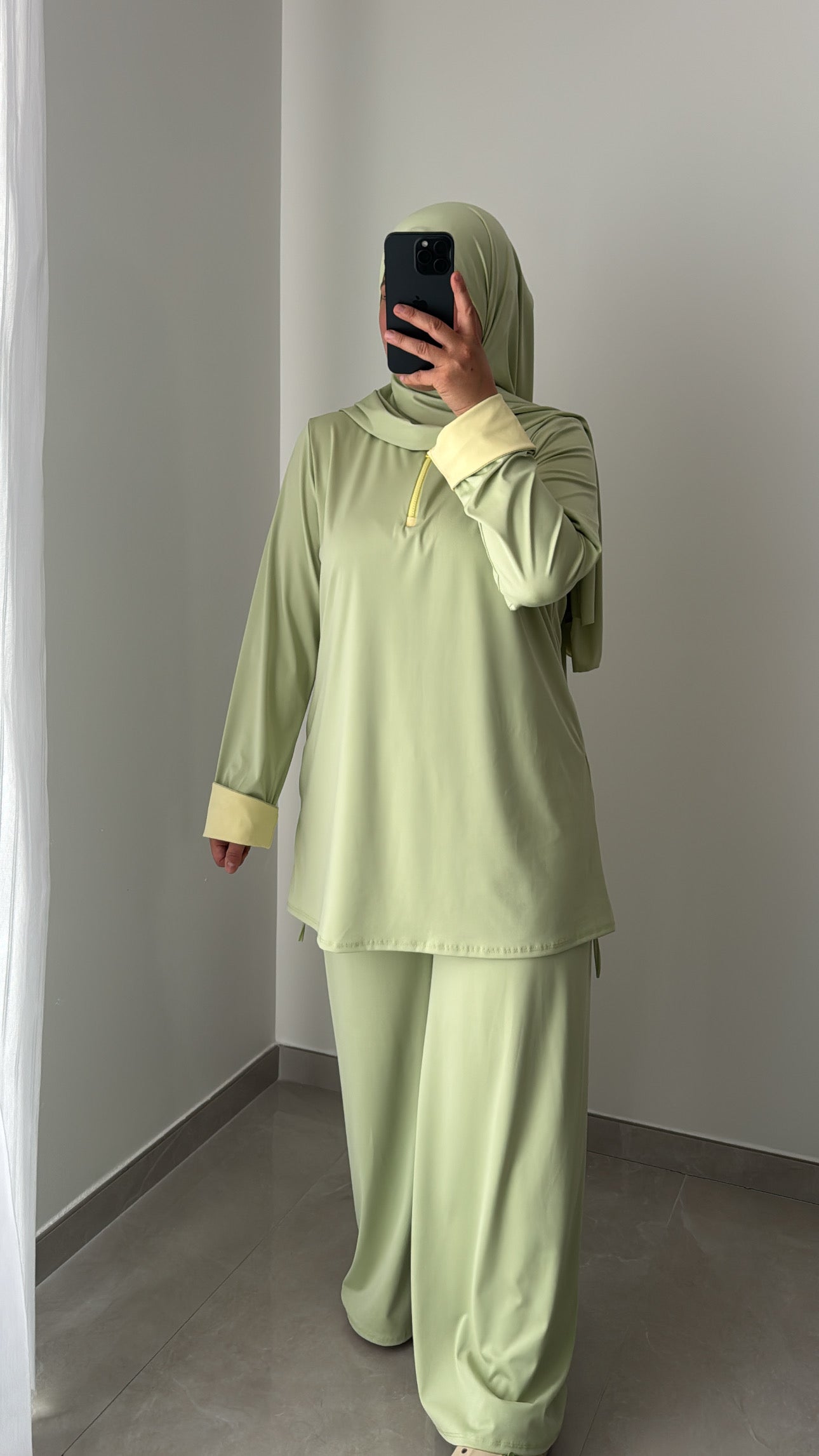 Burkini AZURA - VERT POMME /JAUNE