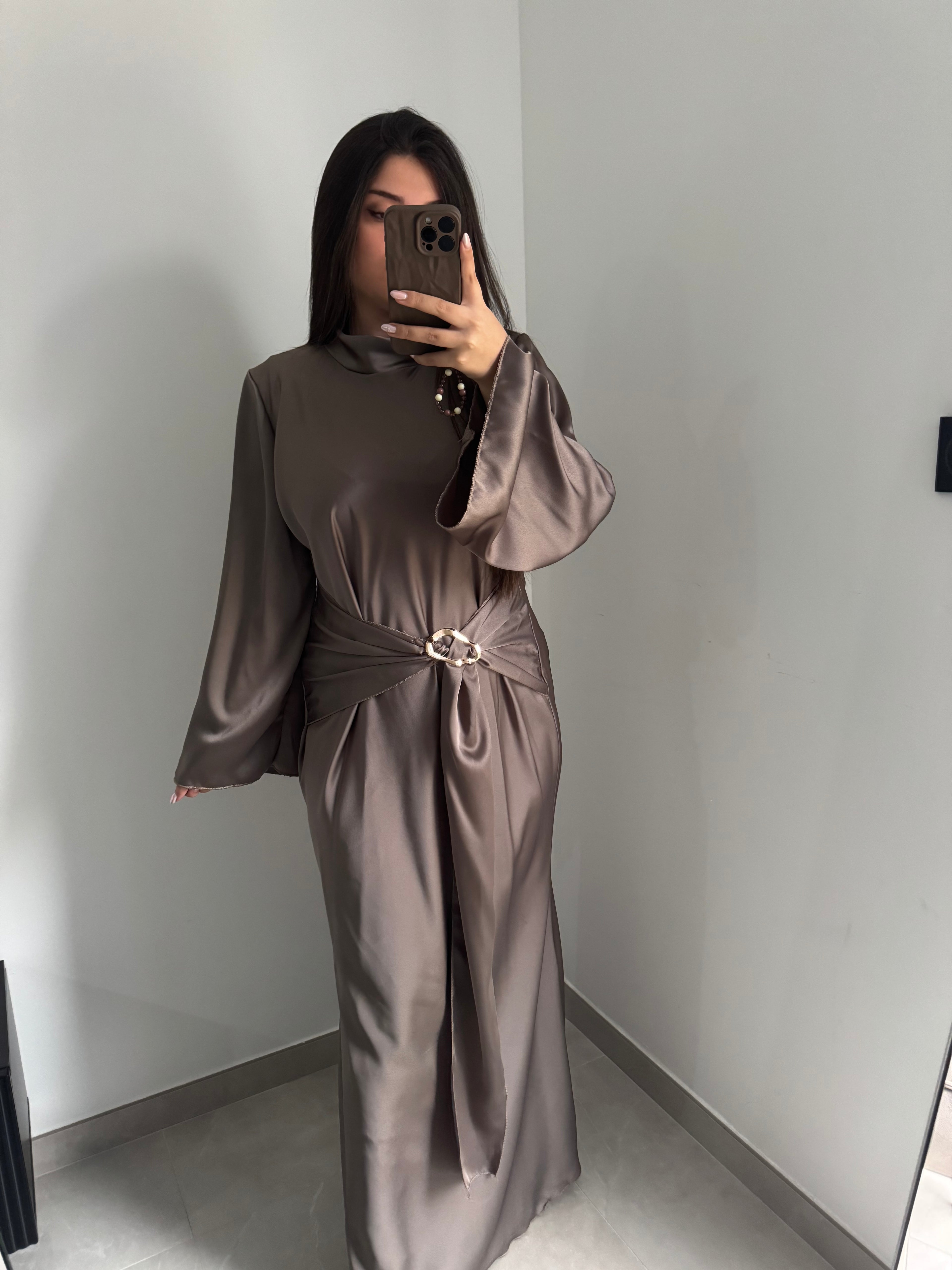 Robe satinée - GRIS TAUPE