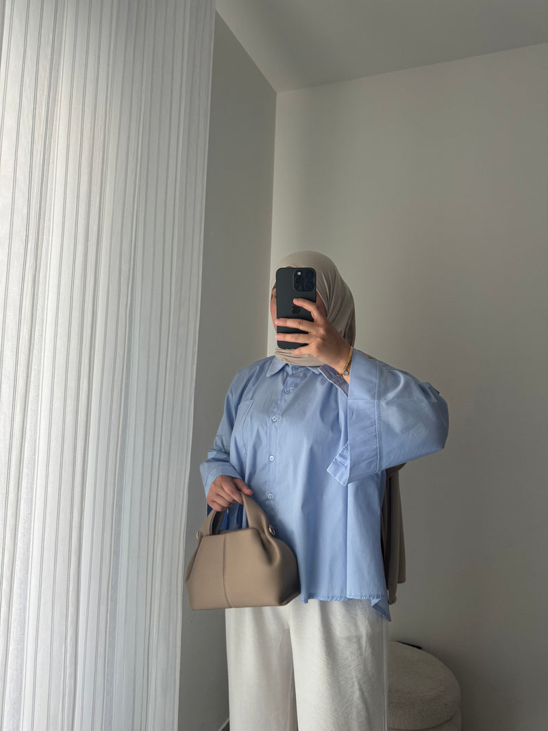 Chemise oversize asymétrique - BLEU