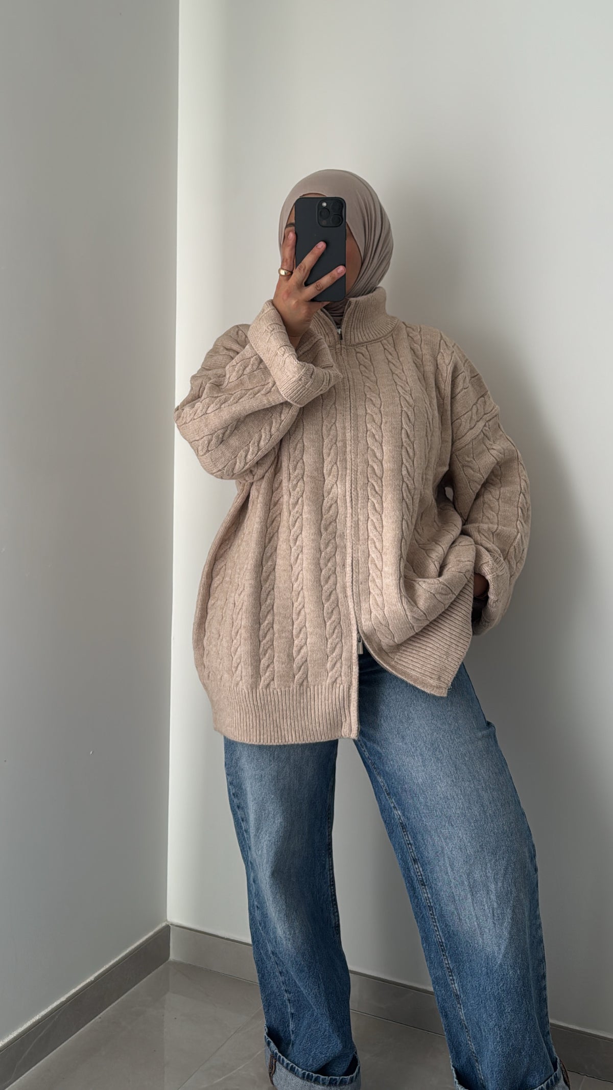 GILET MAILLE TORSADÉE - BEIGE