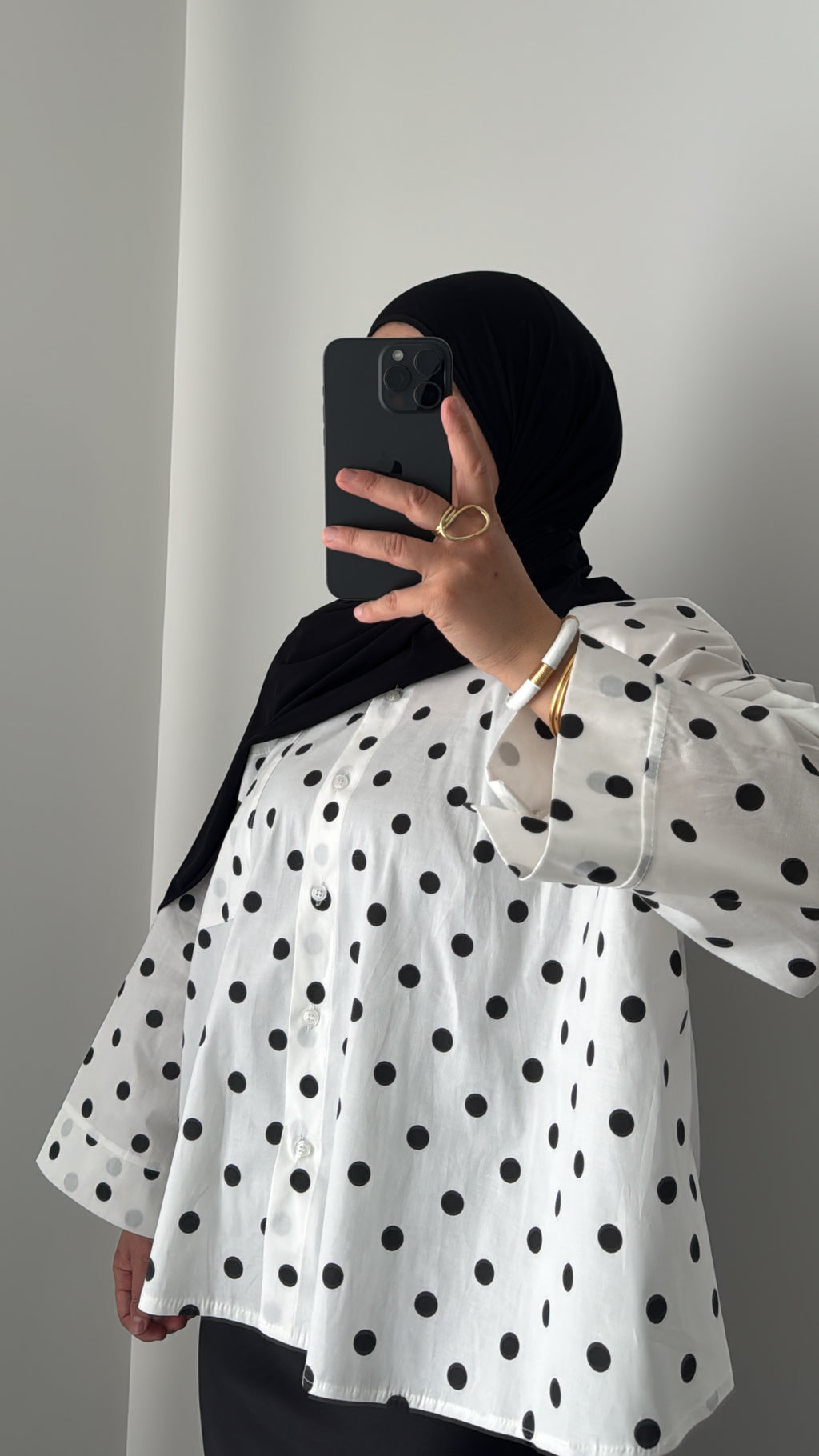 Chemise oversize à pois - BLANC