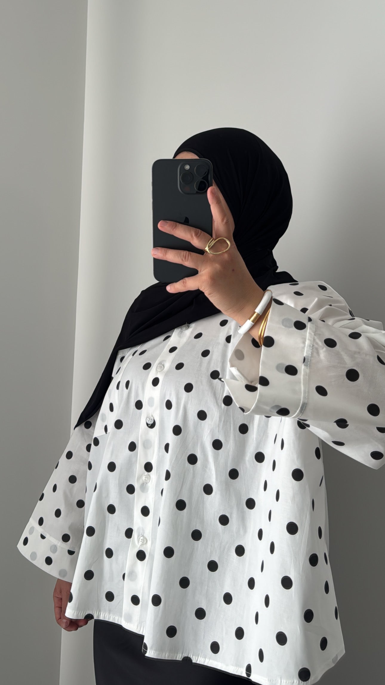Chemise oversize à pois - BLANC
