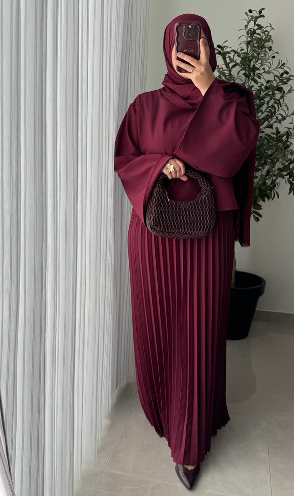 Robe élégance plissée - BORDEAUX