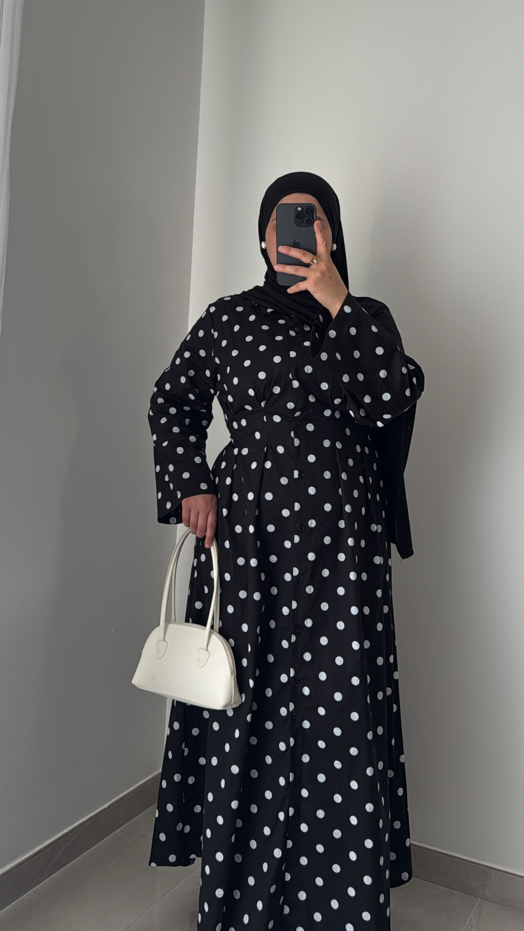 Robe longue à pois - NOIR