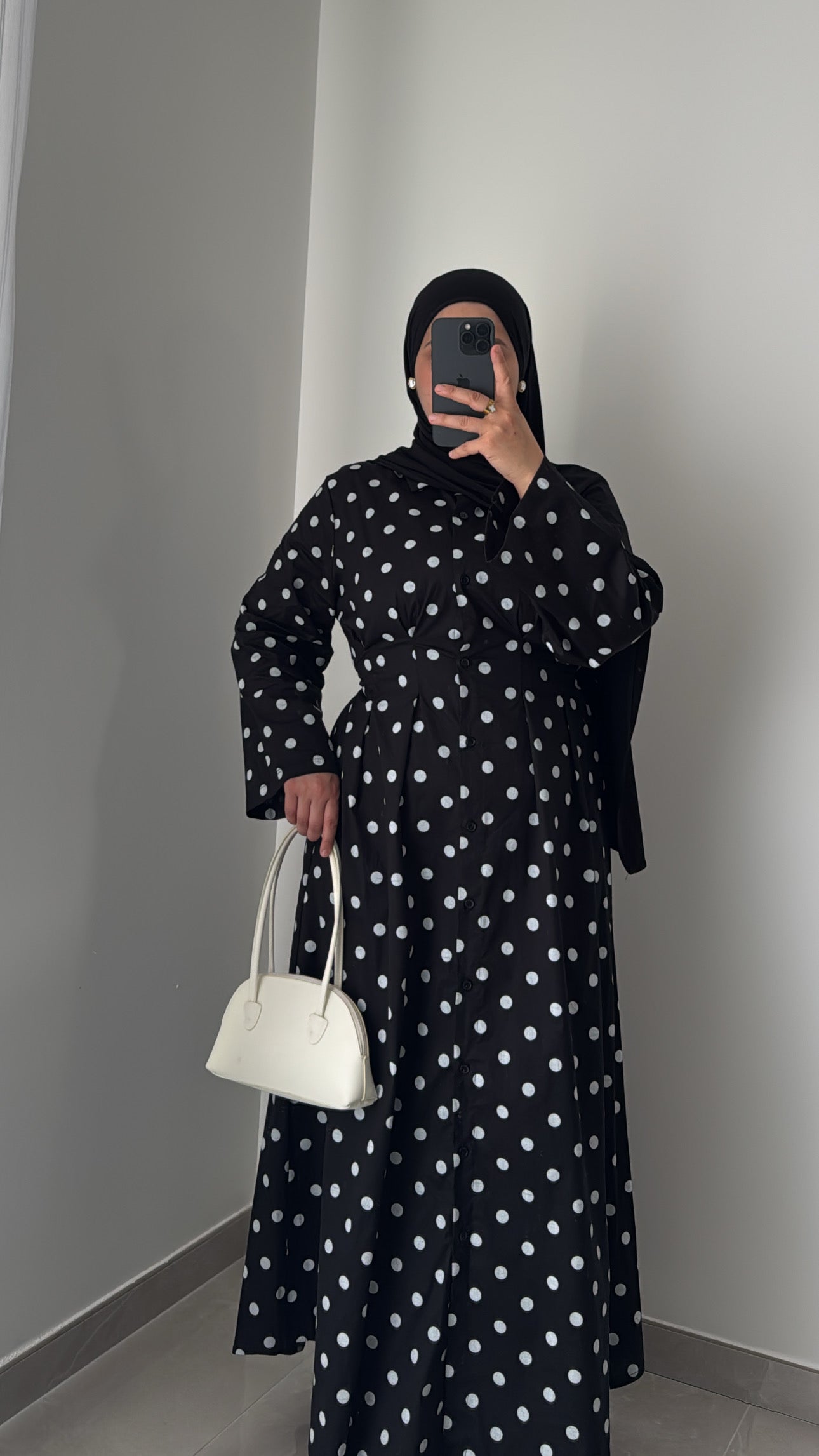 Robe longue à pois - NOIR