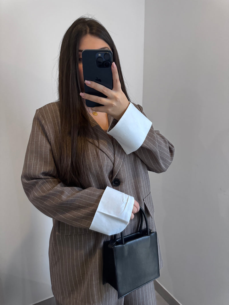 Ensemble tailleur à rayures - TAUPE