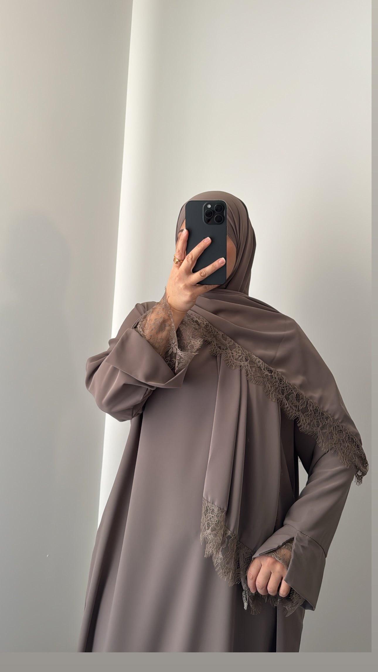 Abaya + voile assorti - TAUPE