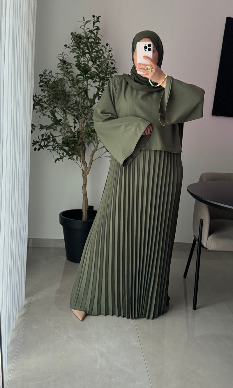 Robe élégance plissée - KAKI