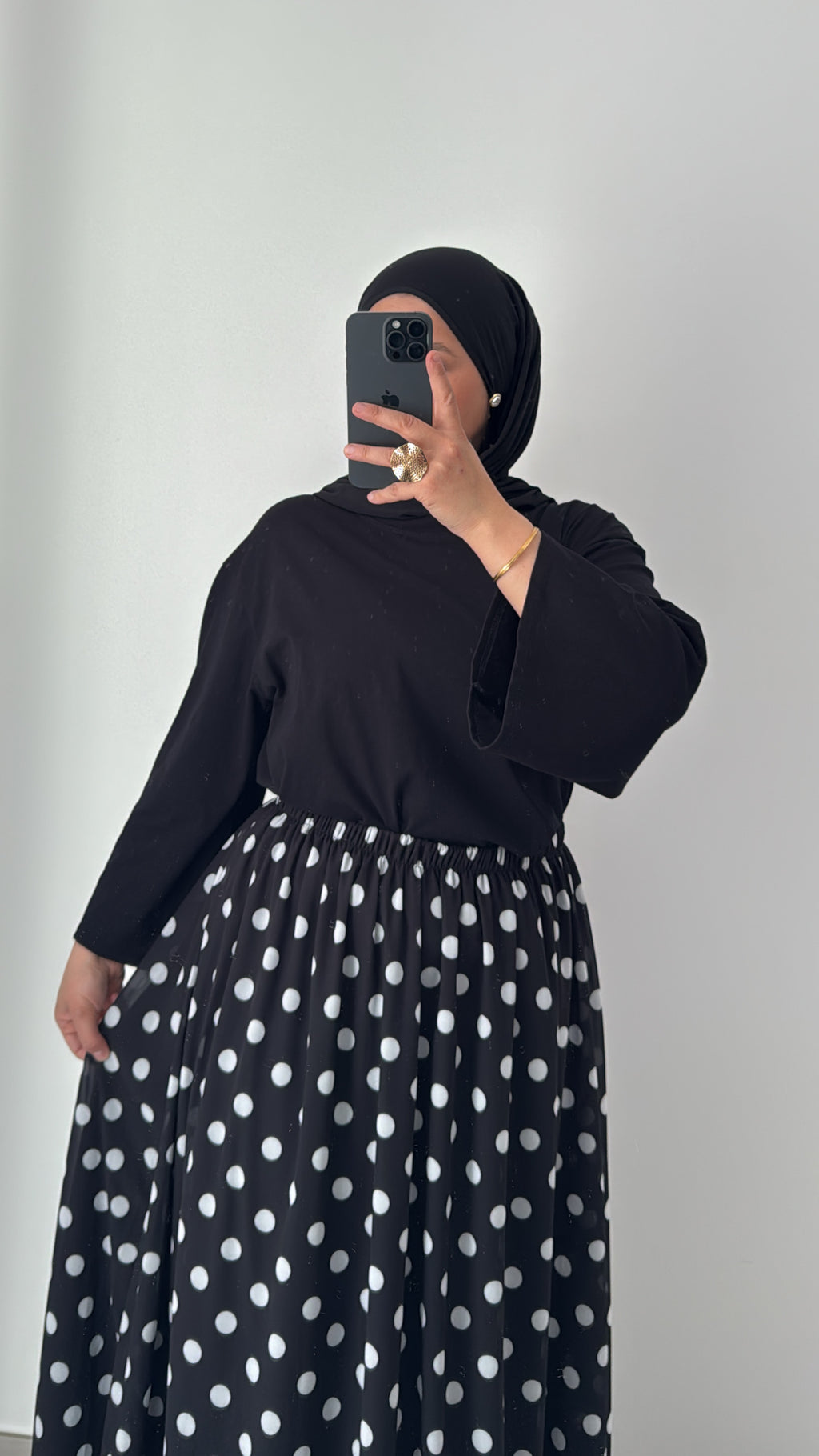 Jupe mousseline à pois - NOIR