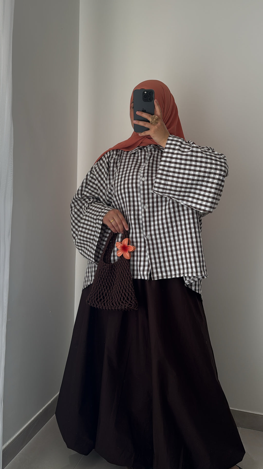 Chemise oversize - VICHY MARRON