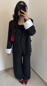 Ensemble tailleur à rayures - NOIR