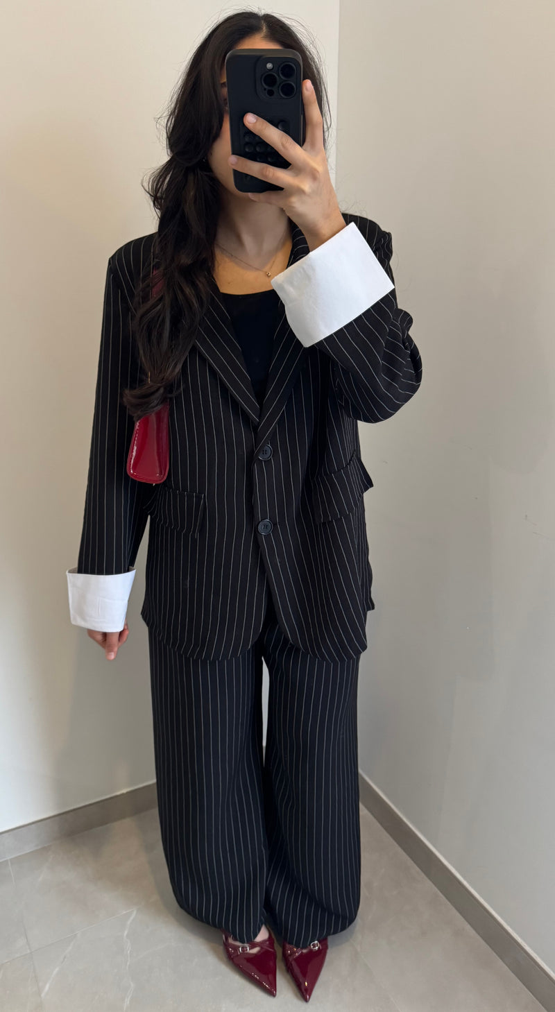Ensemble tailleur à rayures - NOIR