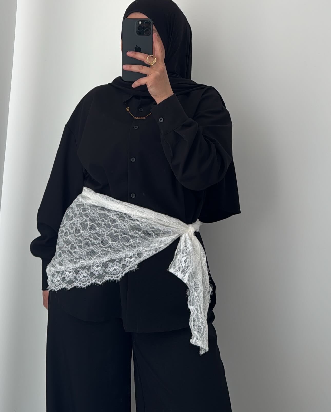 Foulard triangulaire dentelle - BLANC