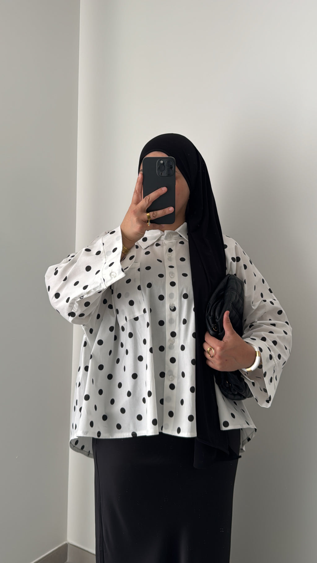 Chemise oversize à pois - BLANC