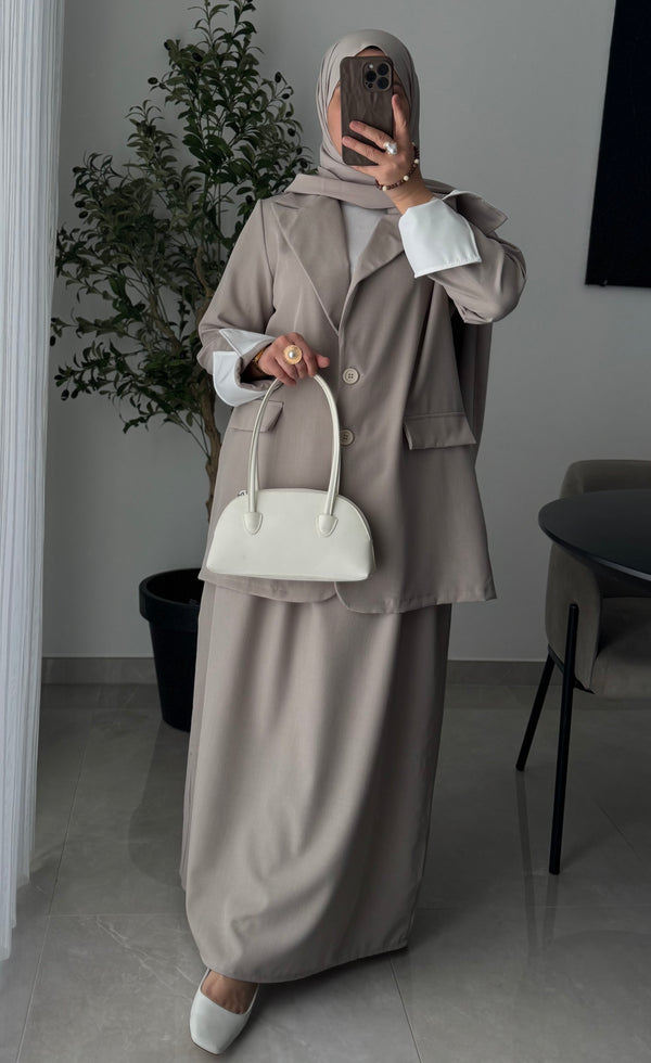 Ensemble Tailleur veste / jupe - TAUPE