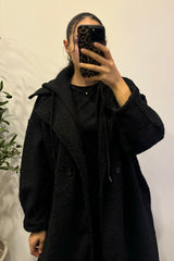 Manteau capuche Teddy - NOIR