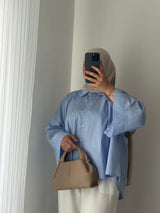 Chemise oversize asymétrique - BLEU